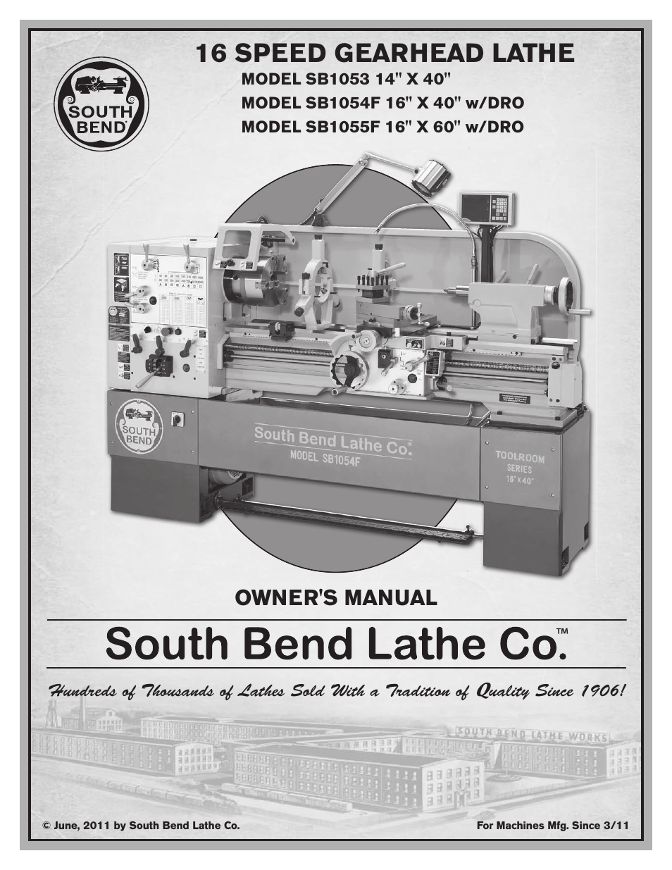 Southbend South Bend 16 SPEED GEARHEAD LATHE SB1053 User Manual | 136 pages