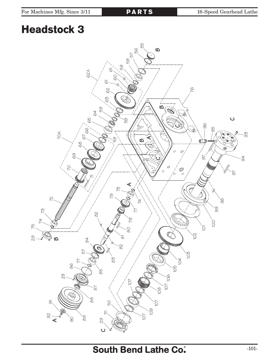 Headstock 3 | Southbend South Bend 16 SPEED GEARHEAD LATHE SB1053 User Manual | Page 103 / 136