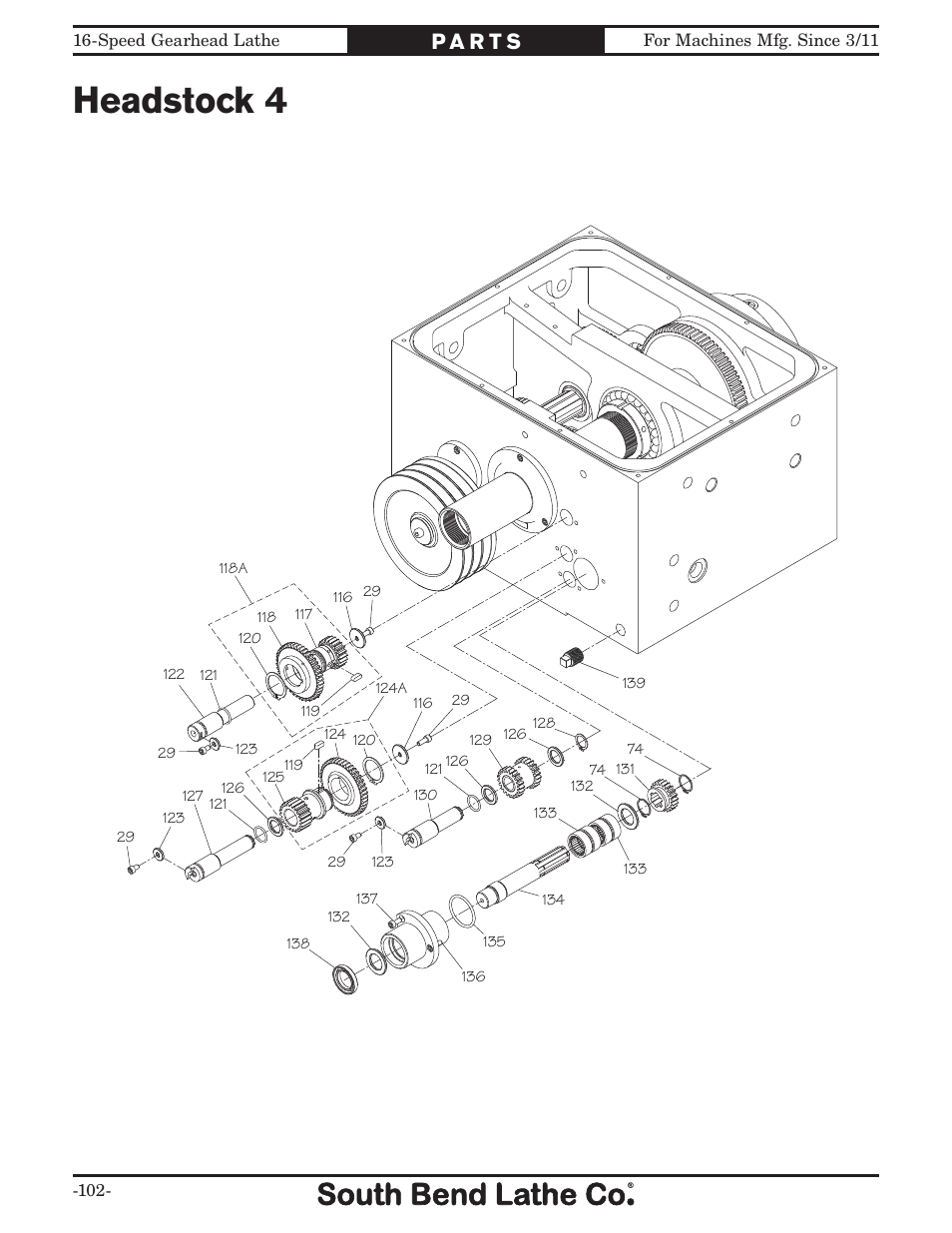 Headstock 4 | Southbend South Bend 16 SPEED GEARHEAD LATHE SB1053 User Manual | Page 104 / 136