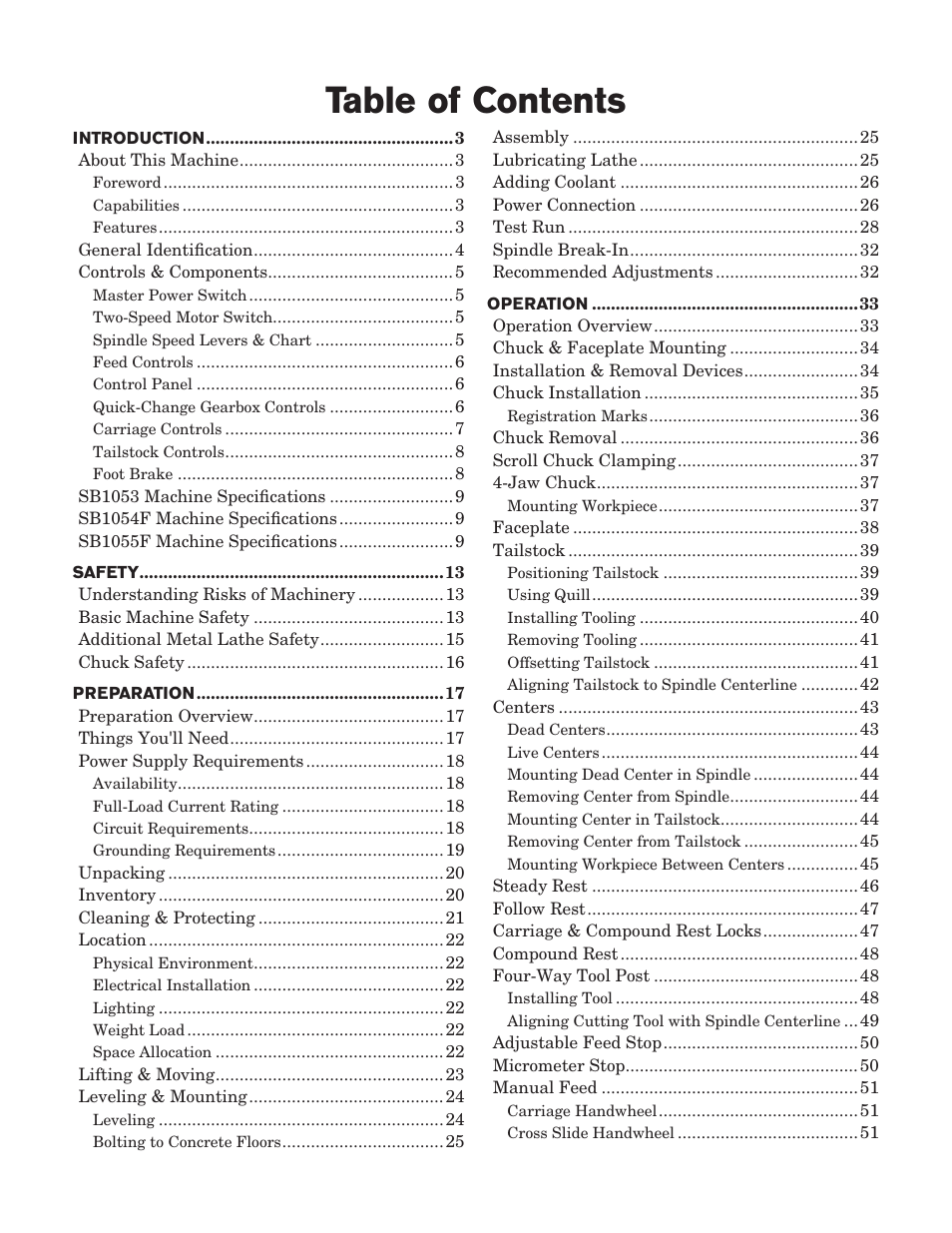 Southbend South Bend 16 SPEED GEARHEAD LATHE SB1053 User Manual | Page 3 / 136