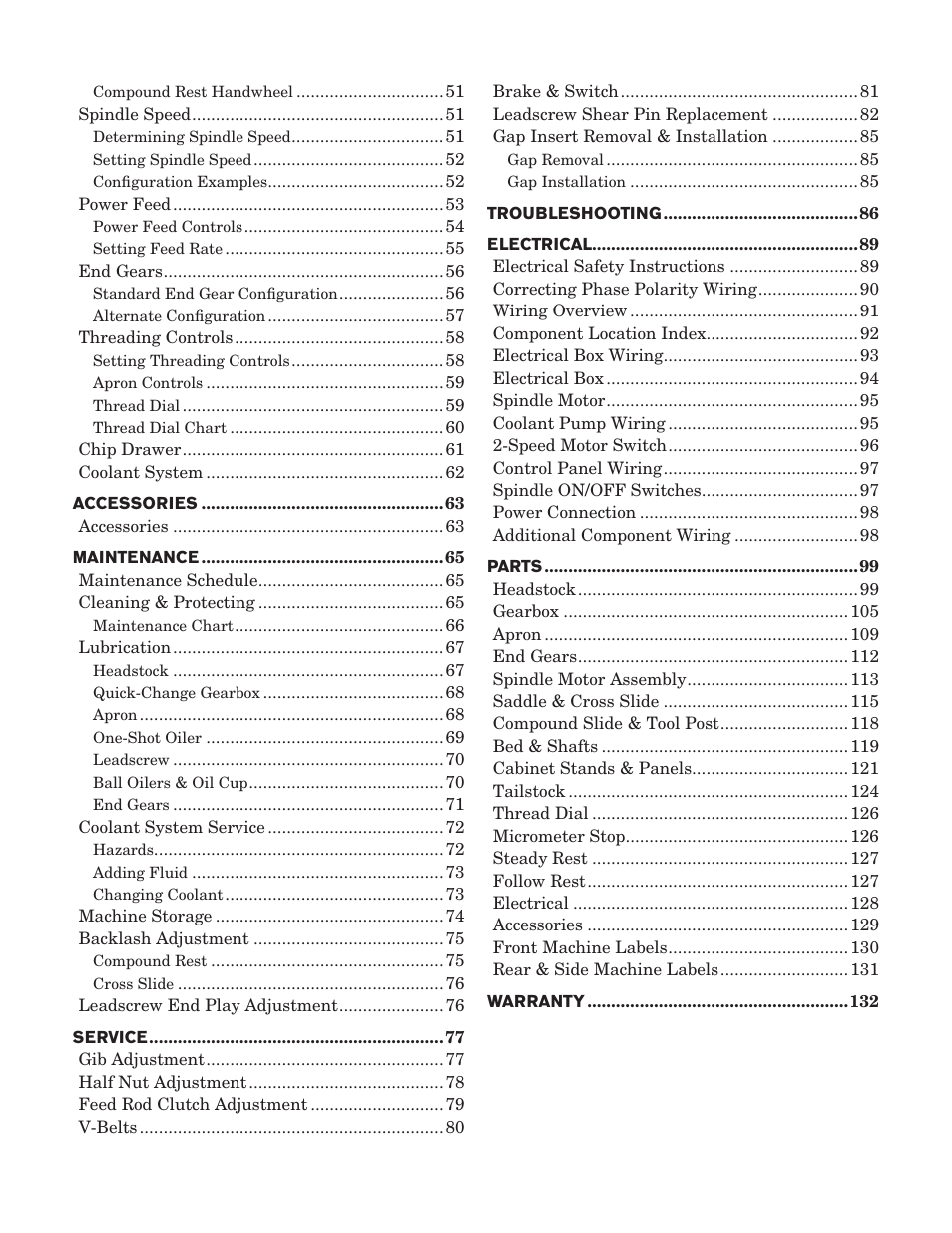 Southbend South Bend 16 SPEED GEARHEAD LATHE SB1053 User Manual | Page 4 / 136