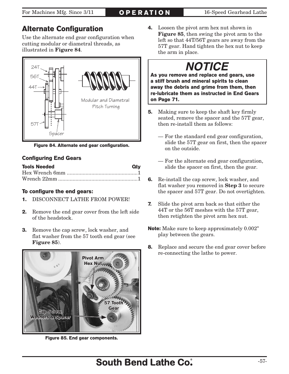 Alternate conﬁguration | Southbend South Bend 16 SPEED GEARHEAD LATHE SB1053 User Manual | Page 59 / 136