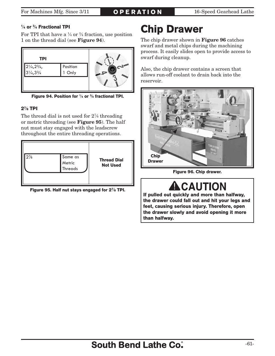 Chip drawer | Southbend South Bend 16 SPEED GEARHEAD LATHE SB1053 User Manual | Page 63 / 136