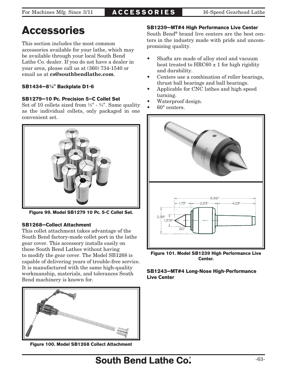 Accessories | Southbend South Bend 16 SPEED GEARHEAD LATHE SB1053 User Manual | Page 65 / 136