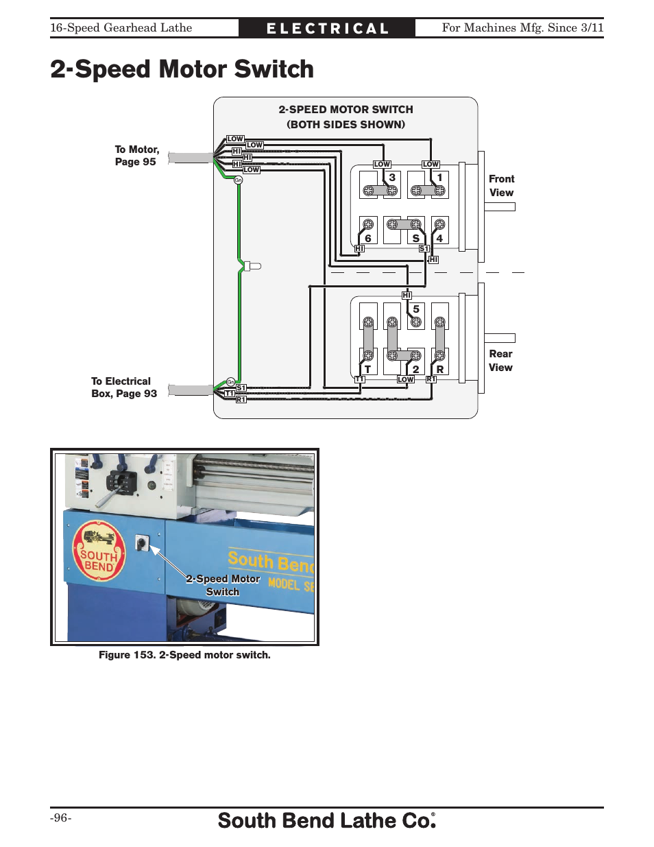 Speed motor switch | Southbend South Bend 16 SPEED GEARHEAD LATHE SB1053 User Manual | Page 98 / 136