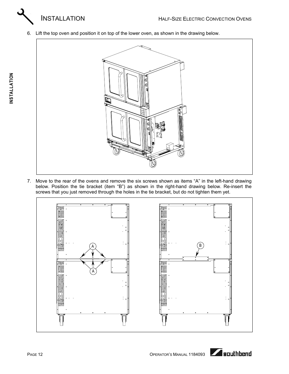 Nstallation | Southbend 1184093 User Manual | Page 12 / 72