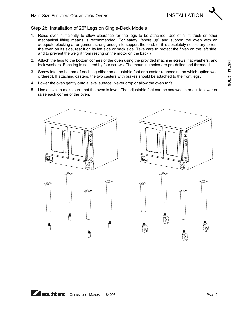 Nstallation | Southbend 1184093 User Manual | Page 9 / 72