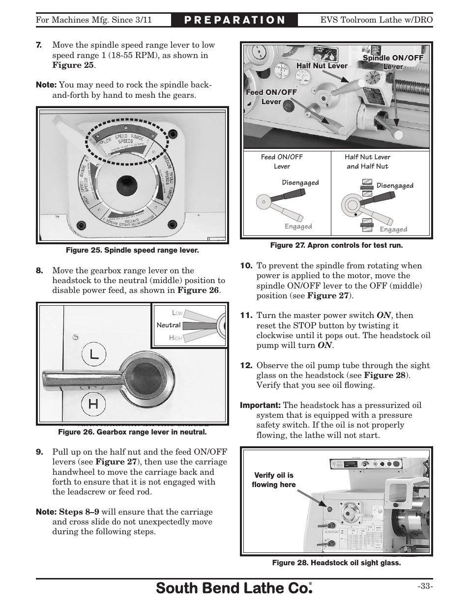 Southbend EVS Tool Room lathe w/DRO SB1059F User Manual | Page 35 / 140