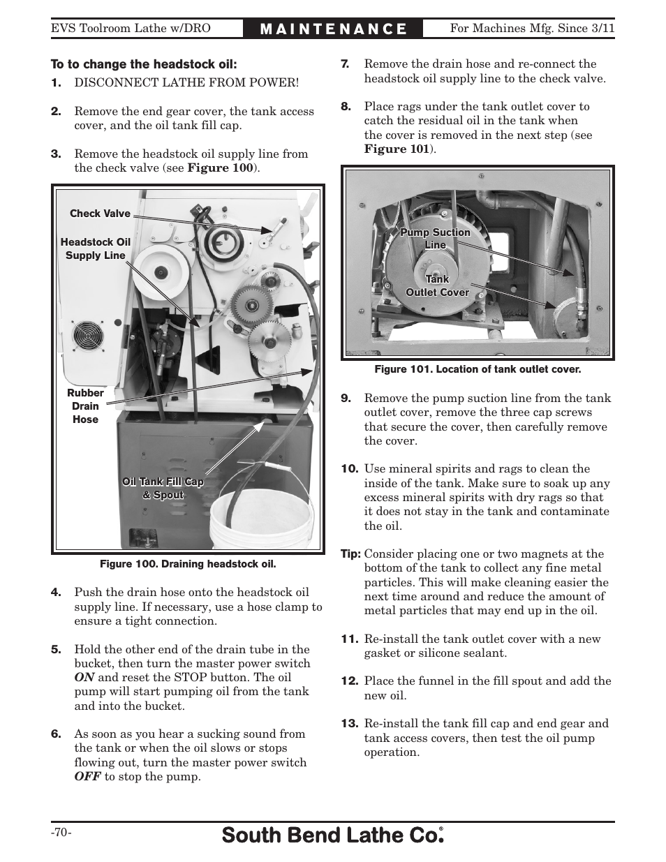 Southbend EVS Tool Room lathe w/DRO SB1059F User Manual | Page 72 / 140