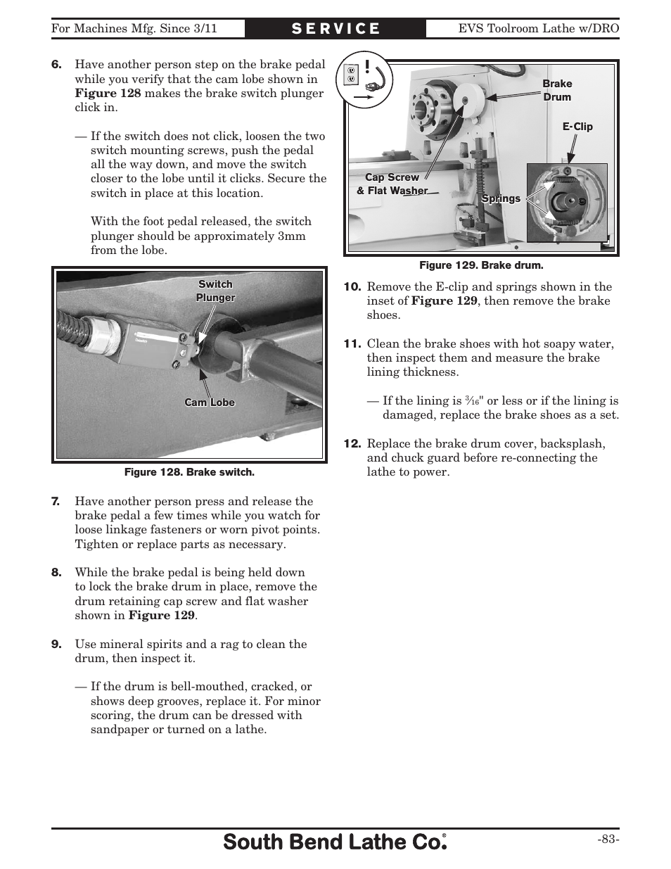 Southbend EVS Tool Room lathe w/DRO SB1059F User Manual | Page 85 / 140