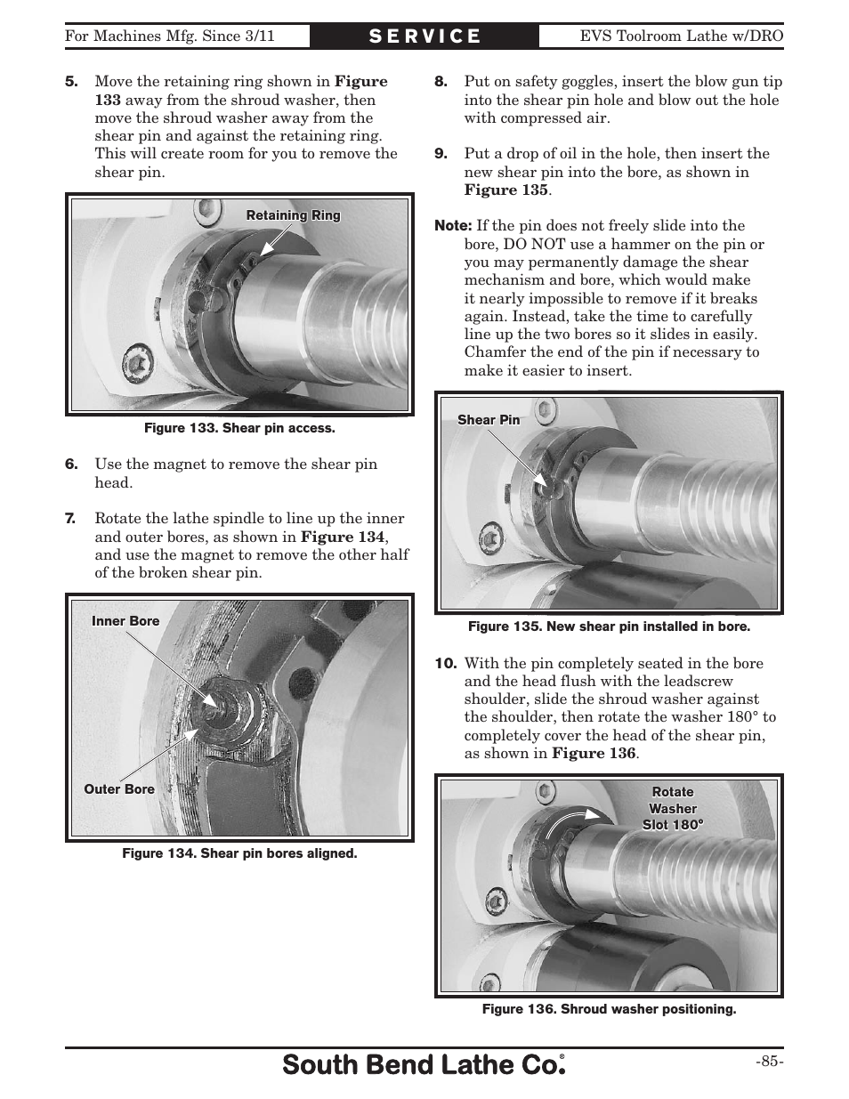 Southbend EVS Tool Room lathe w/DRO SB1059F User Manual | Page 87 / 140