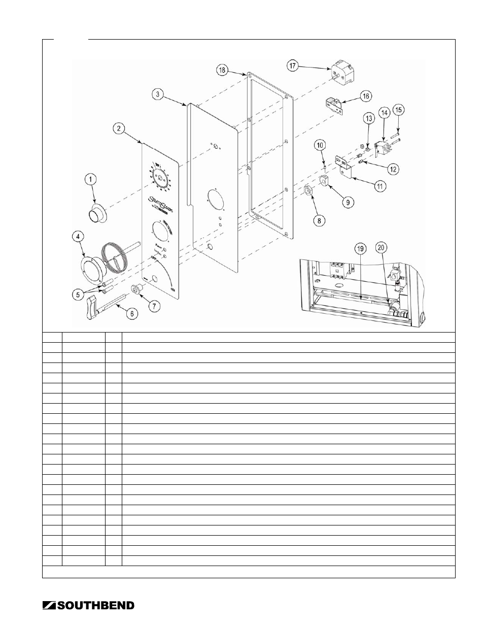 Control panel parts | Southbend STRE-3EZ User Manual | Page 39 / 44
