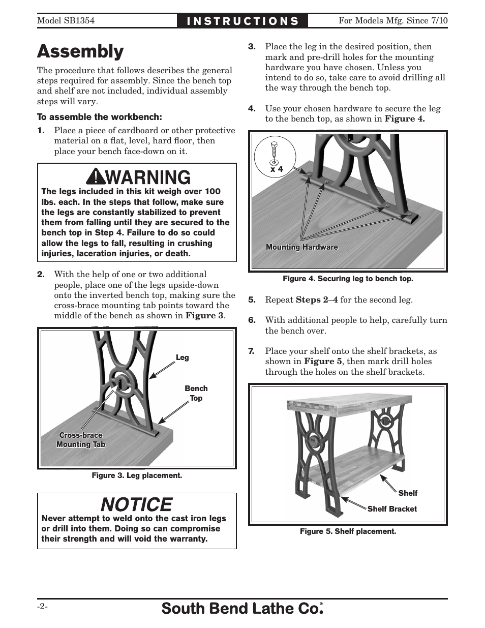 Assembly | Southbend SB1354 User Manual | Page 2 / 4