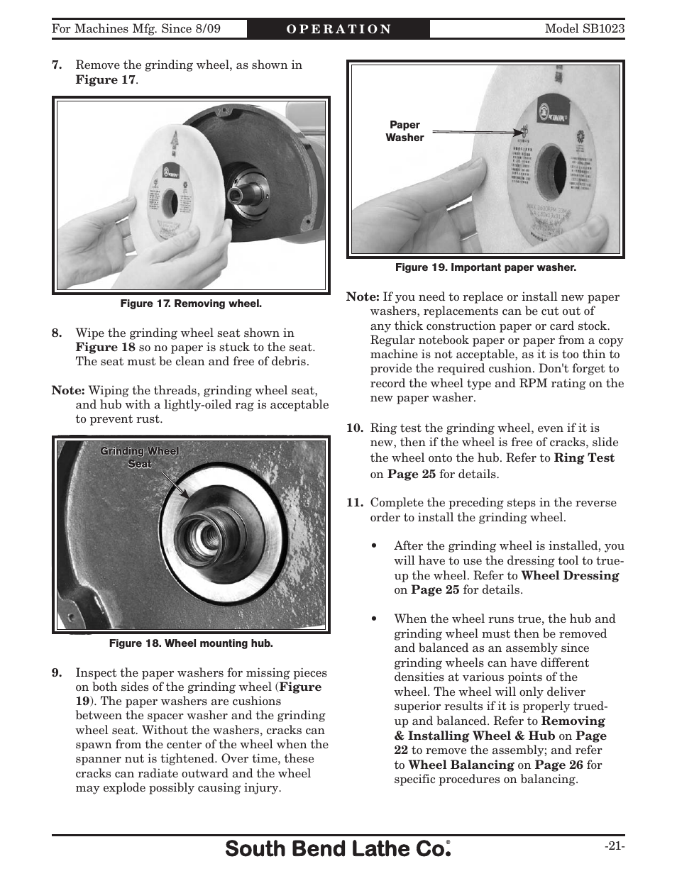 Southbend SB1023 User Manual | Page 23 / 48