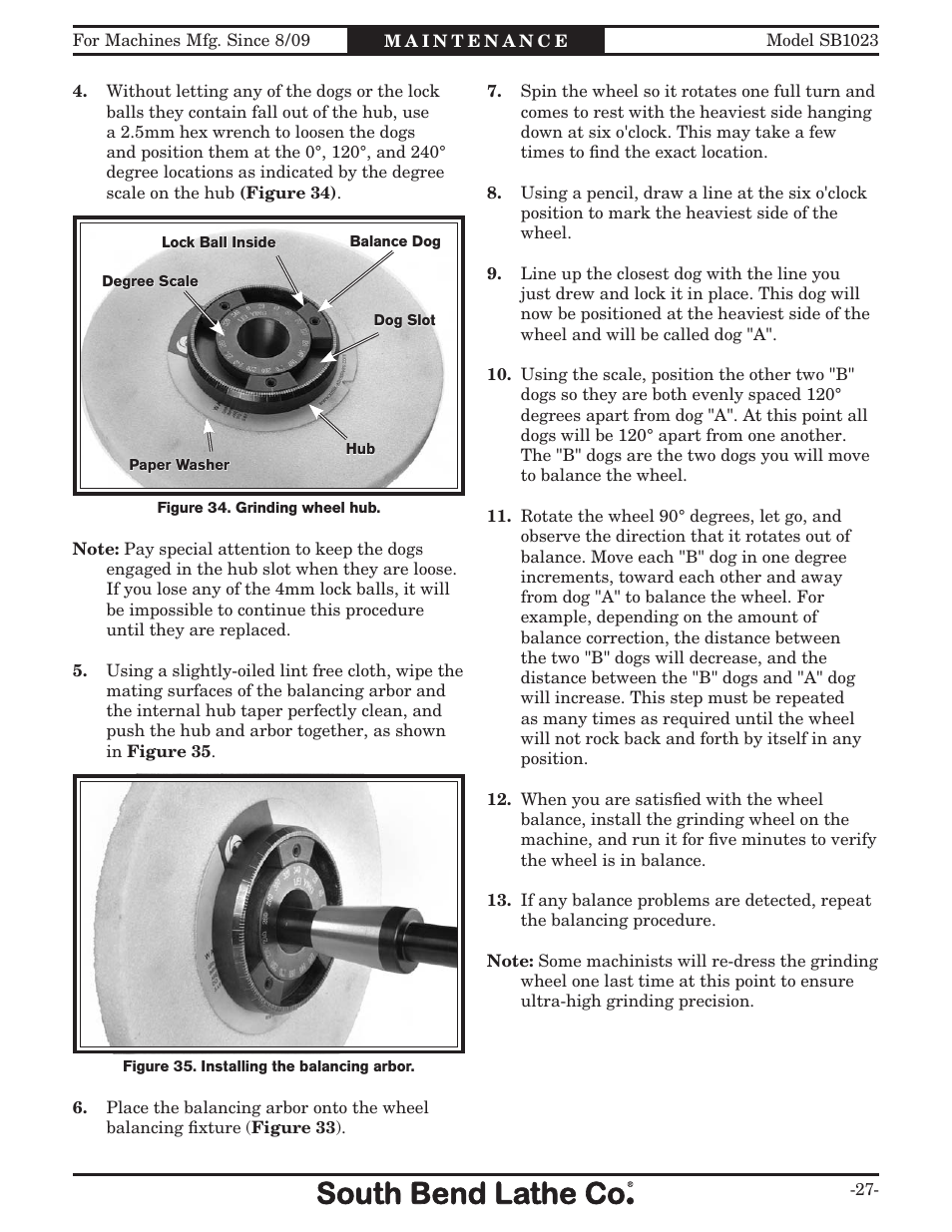 Southbend SB1023 User Manual | Page 29 / 48