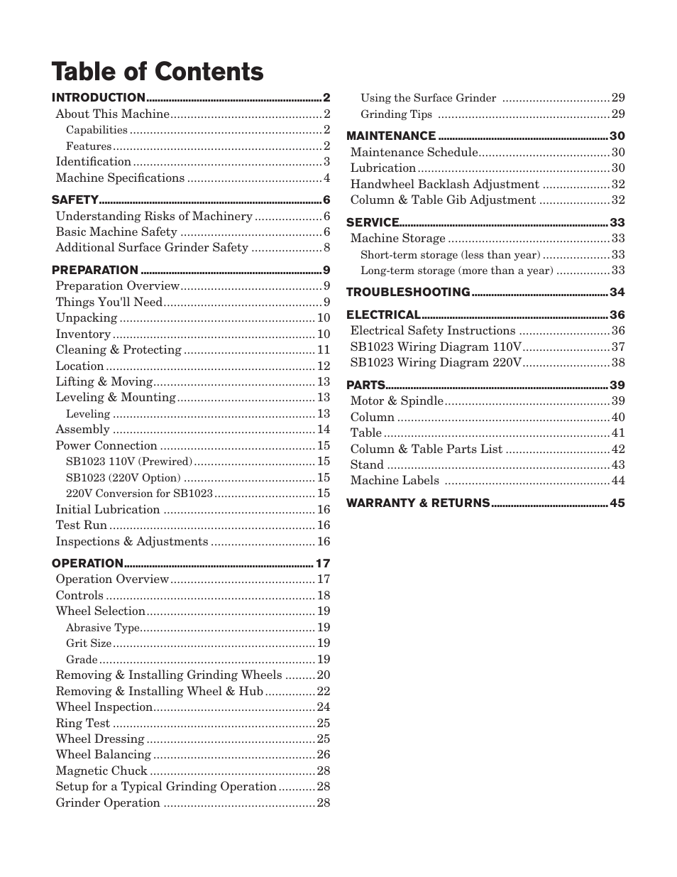 Southbend SB1023 User Manual | Page 3 / 48
