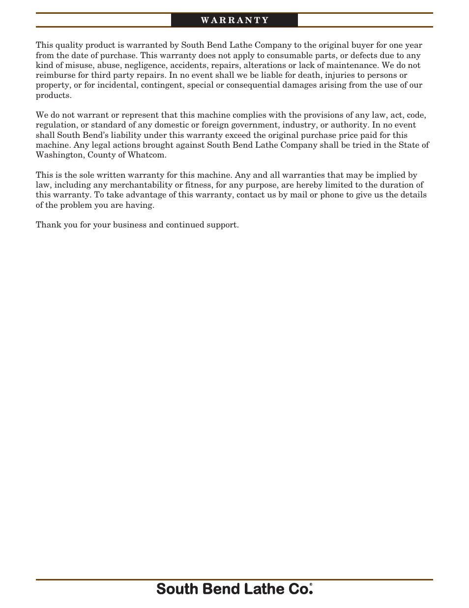 Southbend SB1023 User Manual | Page 47 / 48