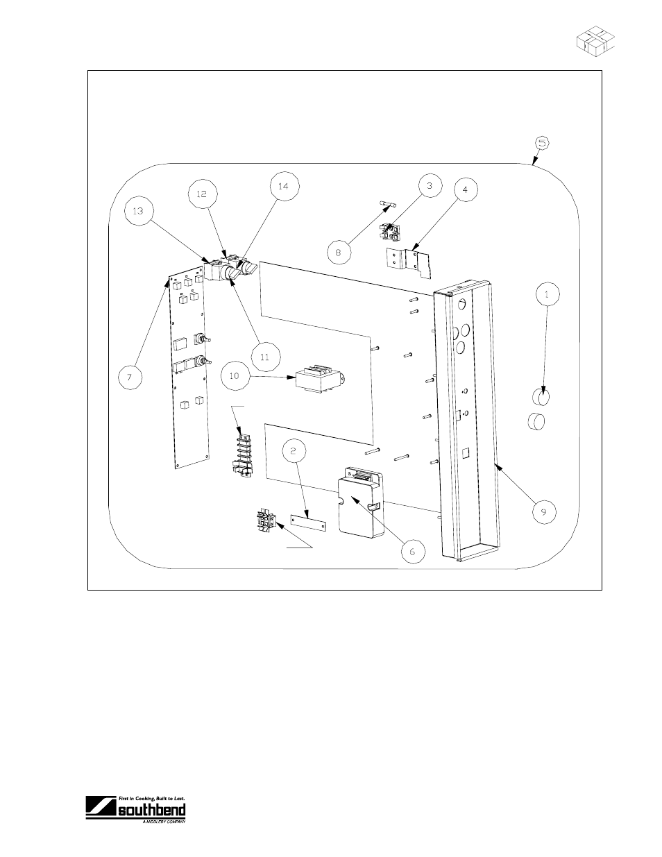 Arts, Control panel subassembly parts | Southbend CG90-1 User Manual | Page 35 / 46