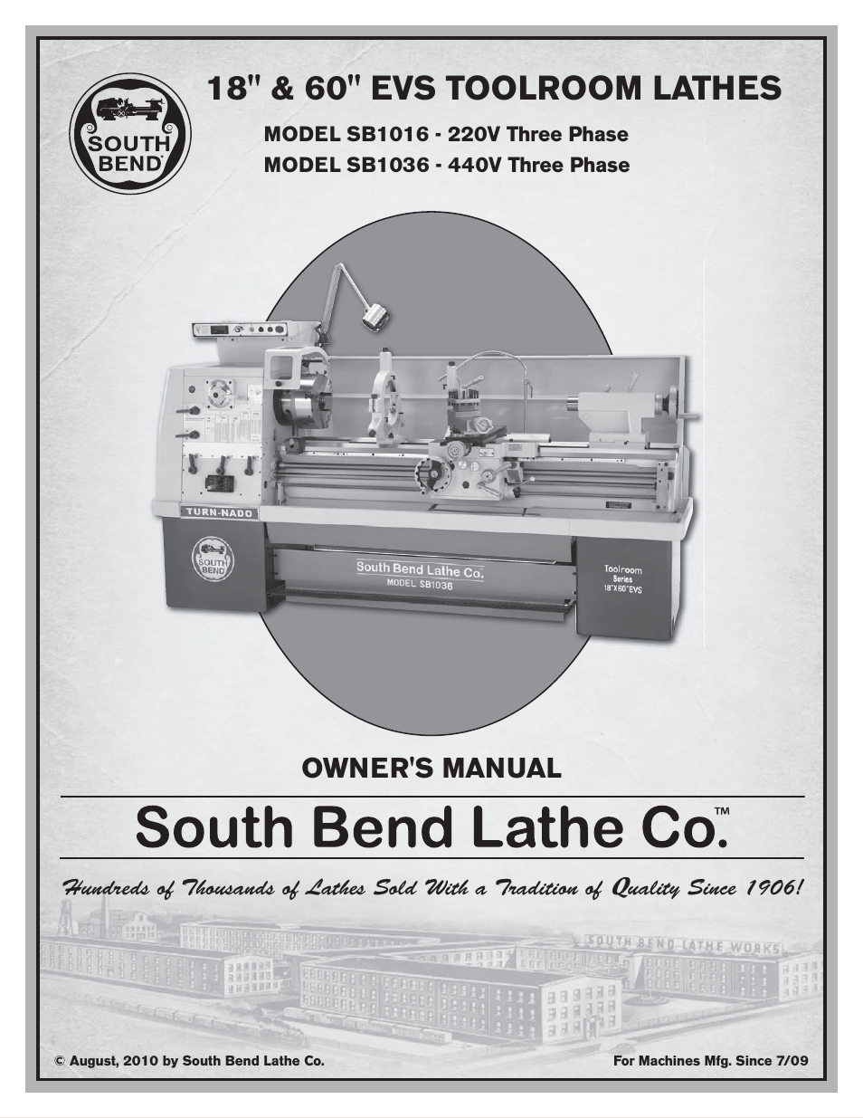 Southbend 18' & 60: EVS Toolroom Lathes 220v sb1016 User Manual | 144 pages