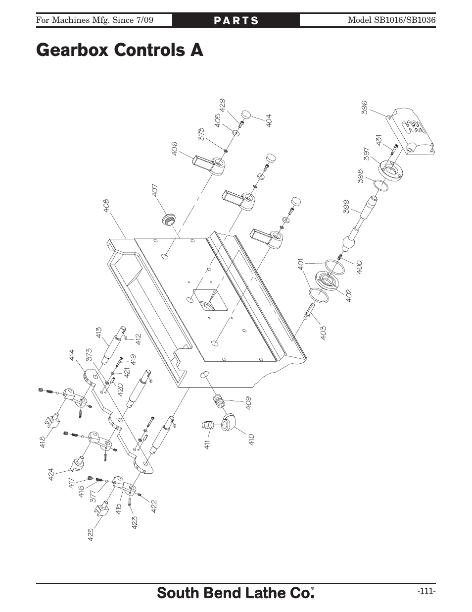 Gearbox controls a | Southbend 18' & 60: EVS Toolroom Lathes 220v sb1016 User Manual | Page 113 / 144