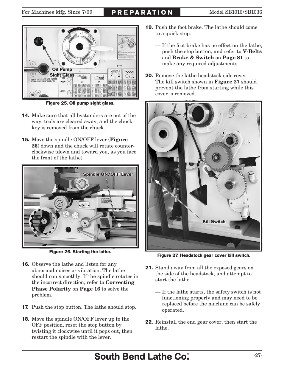 Southbend 18' & 60: EVS Toolroom Lathes 220v sb1016 User Manual | Page 29 / 144