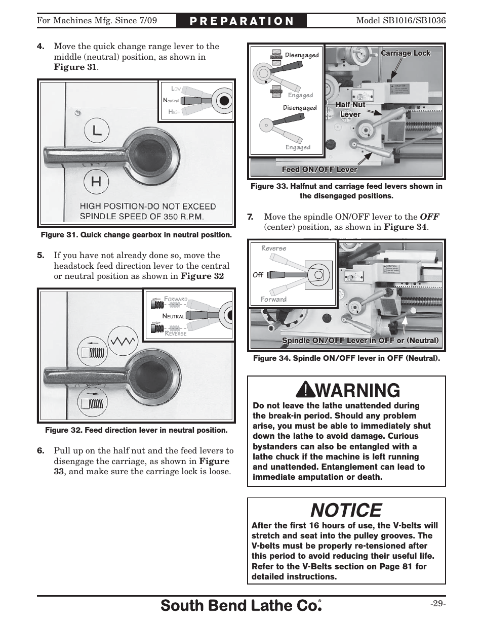 Southbend 18' & 60: EVS Toolroom Lathes 220v sb1016 User Manual | Page 31 / 144