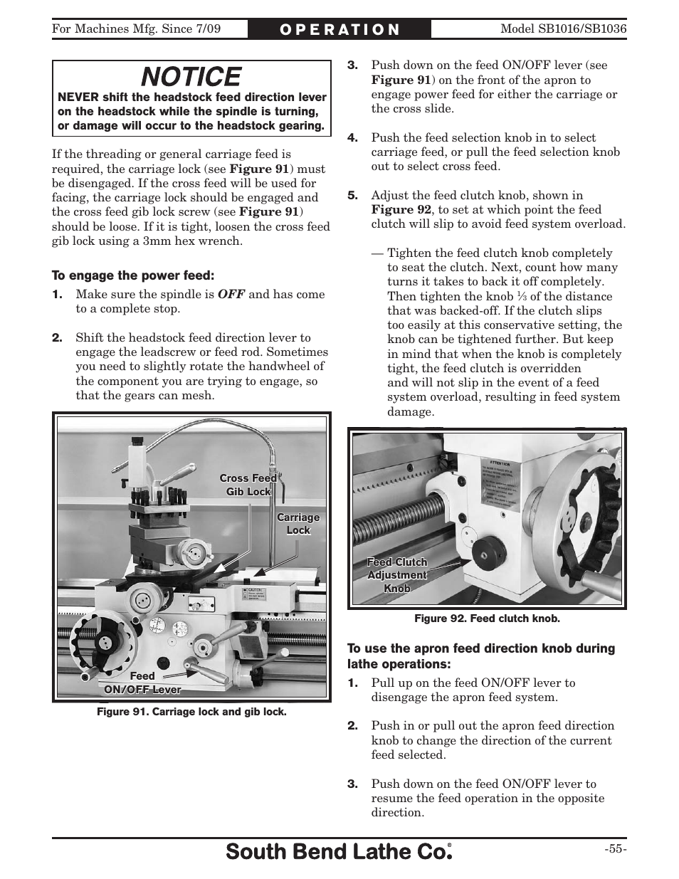 Southbend 18' & 60: EVS Toolroom Lathes 220v sb1016 User Manual | Page 57 / 144