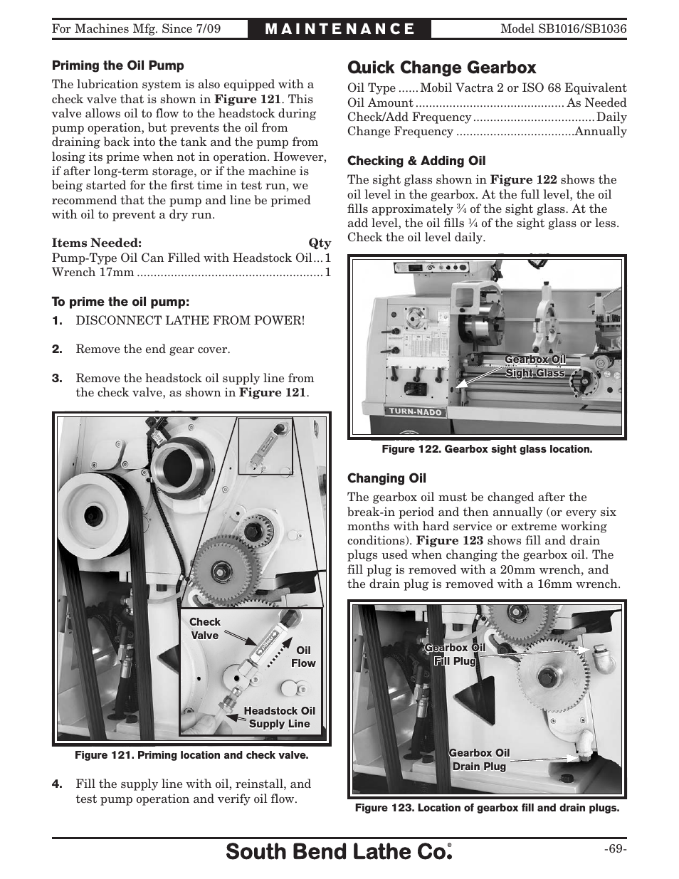 Quick change gearbox | Southbend 18' & 60: EVS Toolroom Lathes 220v sb1016 User Manual | Page 71 / 144