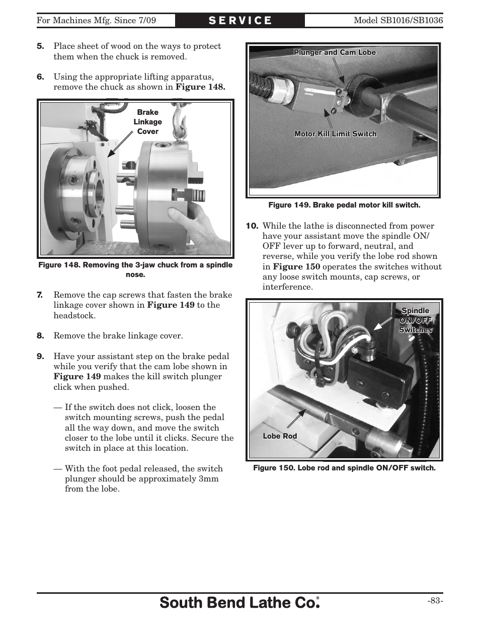 Southbend 18' & 60: EVS Toolroom Lathes 220v sb1016 User Manual | Page 85 / 144