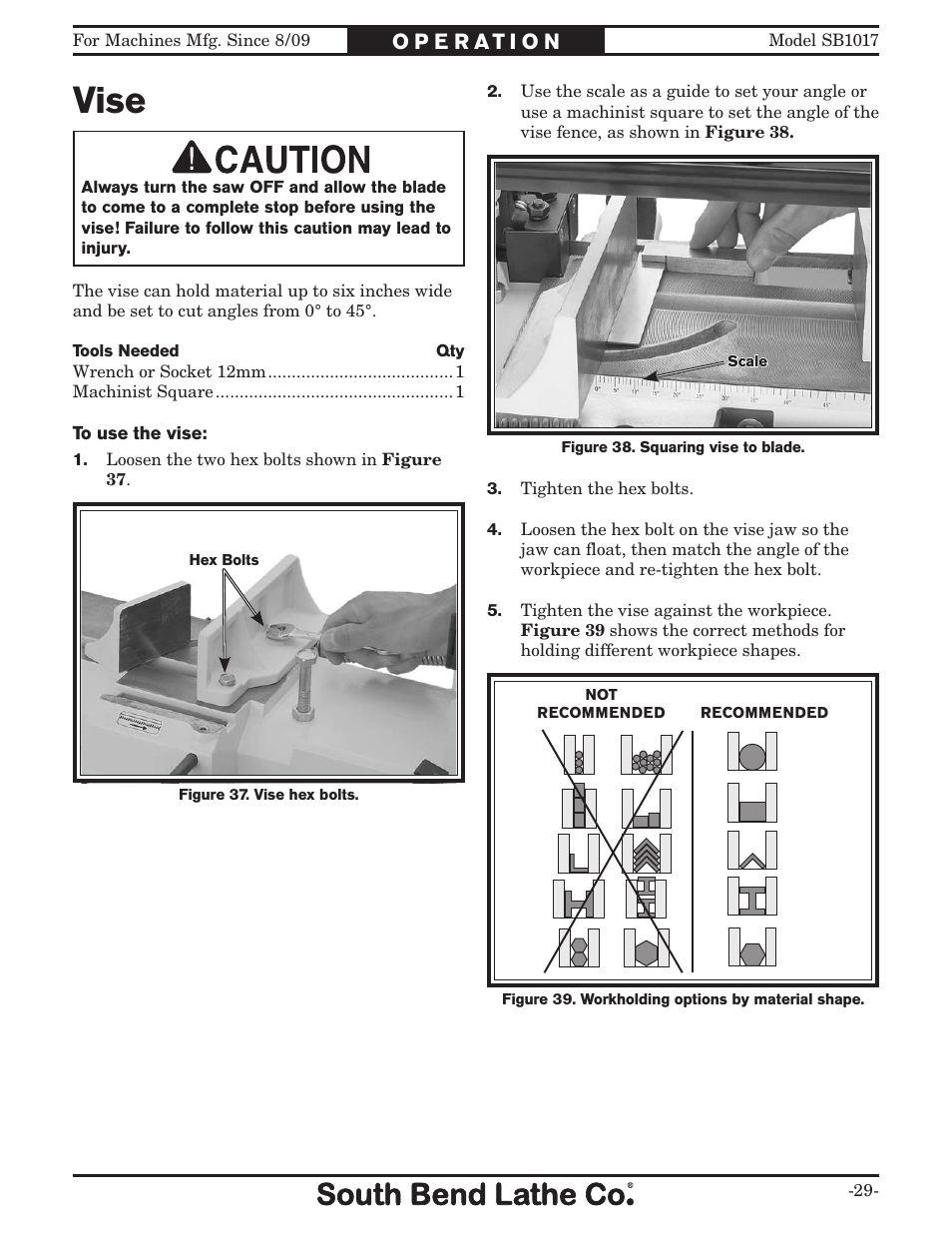 Vise | Southbend SB1017 User Manual | Page 31 / 56