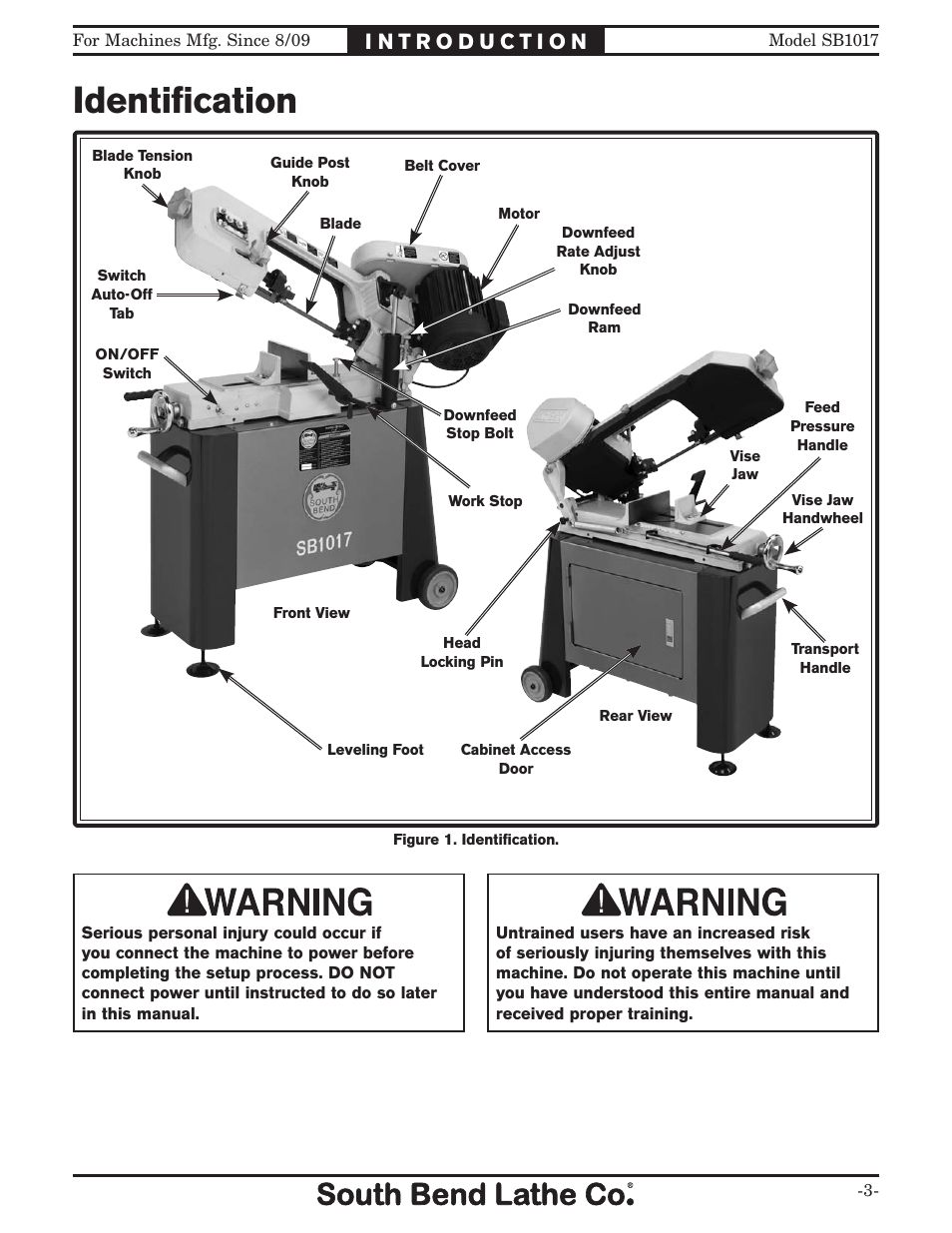 Identification | Southbend SB1017 User Manual | Page 5 / 56