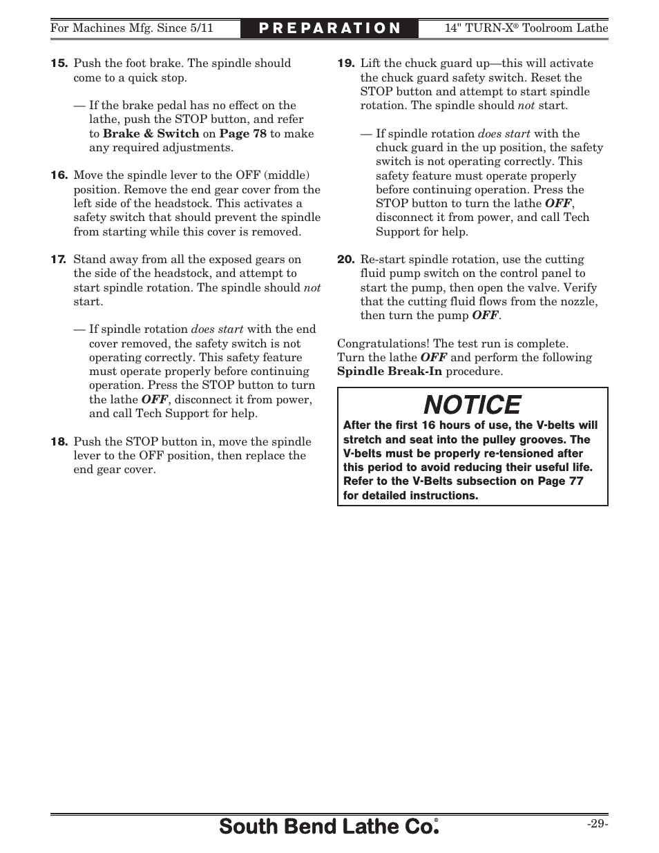 Southbend 14" Turn-X Toolroom Lathe SB1039 User Manual | Page 31 / 132