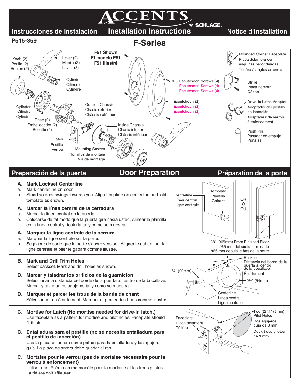 Schlage F-Series User Manual | 4 pages