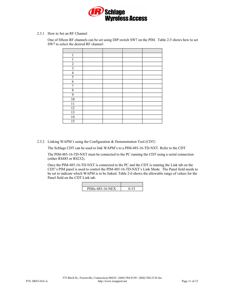 Schlage Panel Interface Module RS485 User Manual | Page 11 / 15