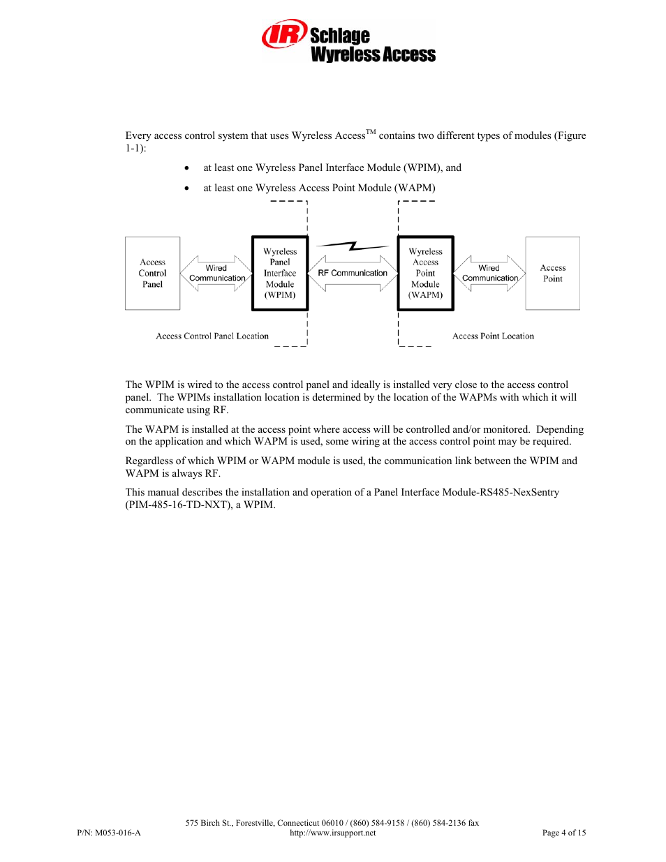 Wyreless access™ system (was), 1 overview | Schlage Panel Interface Module RS485 User Manual | Page 4 / 15