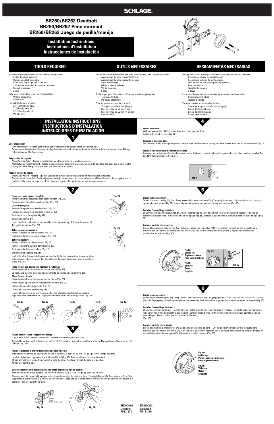 Schlage BR262 User Manual | 2 pages