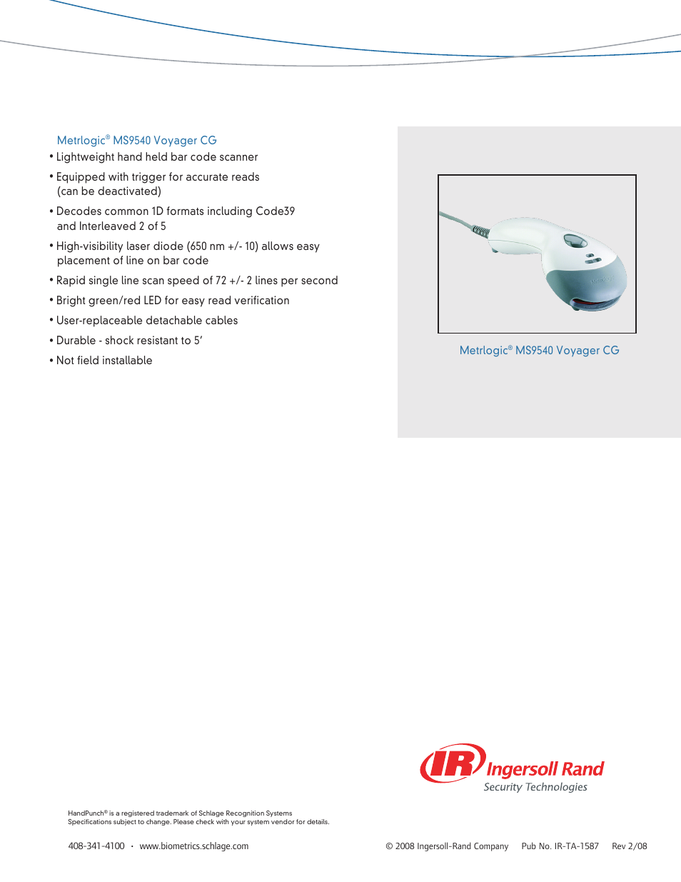 Schlage HandPunch 4000-S User Manual | Page 2 / 2