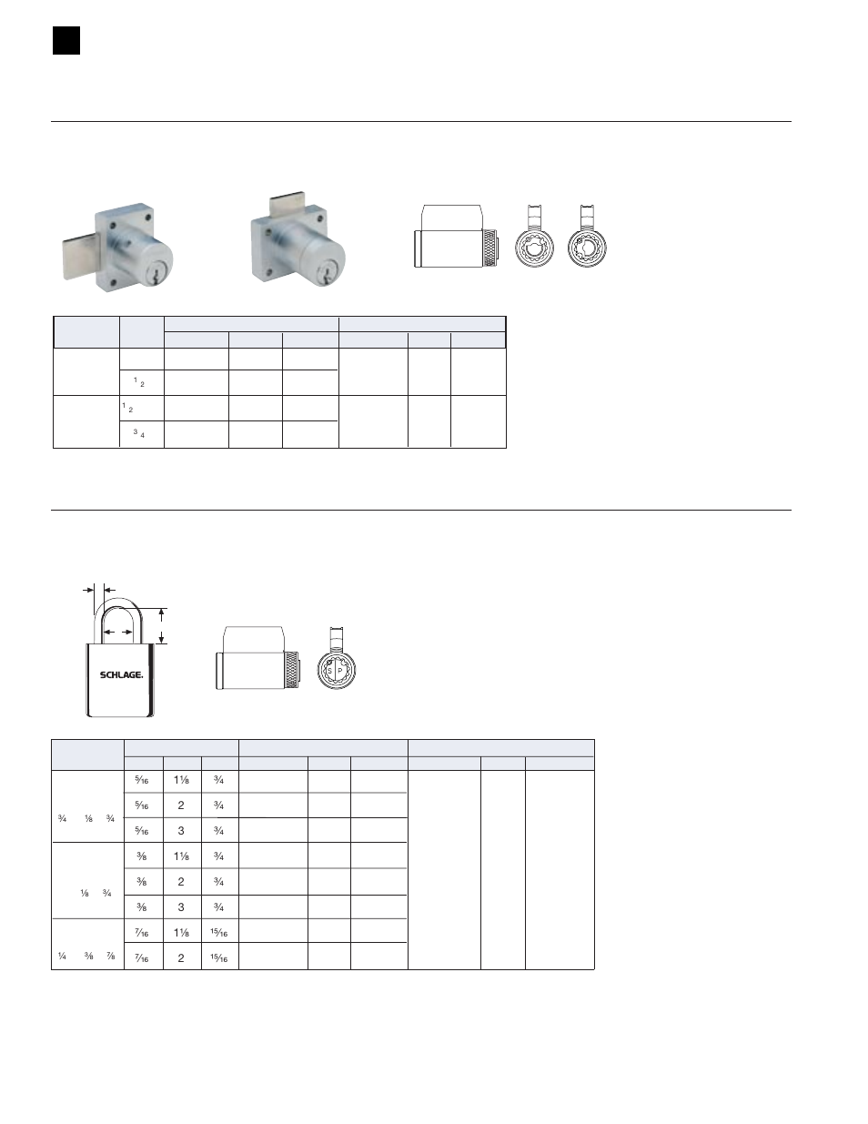 Cabinet locks and padlocks | Schlage CYLINDERS User Manual | Page 12 / 32