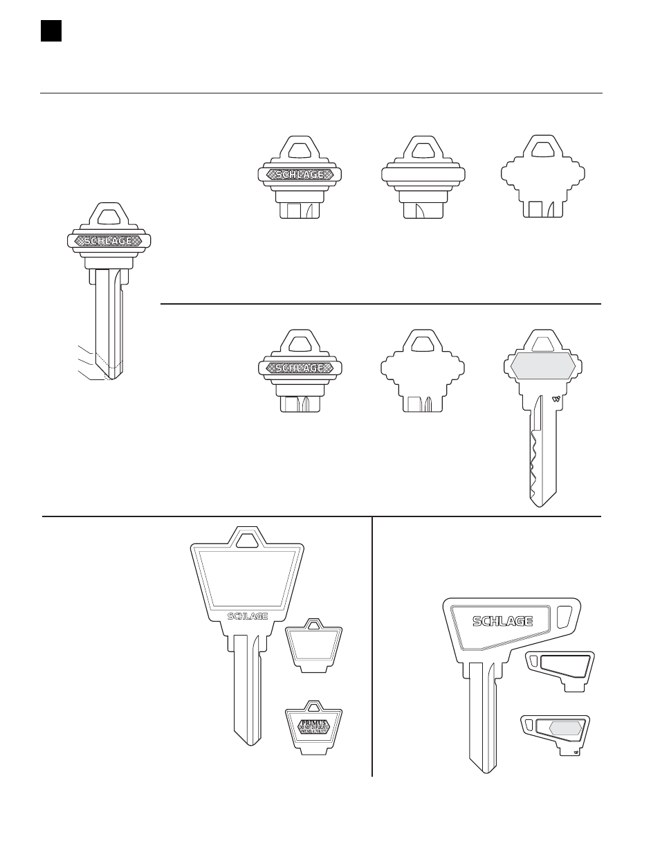 Classic key blanks, Standard bow, Primus conventional | 24 access bow, Large bow | Schlage CYLINDERS User Manual | Page 26 / 32