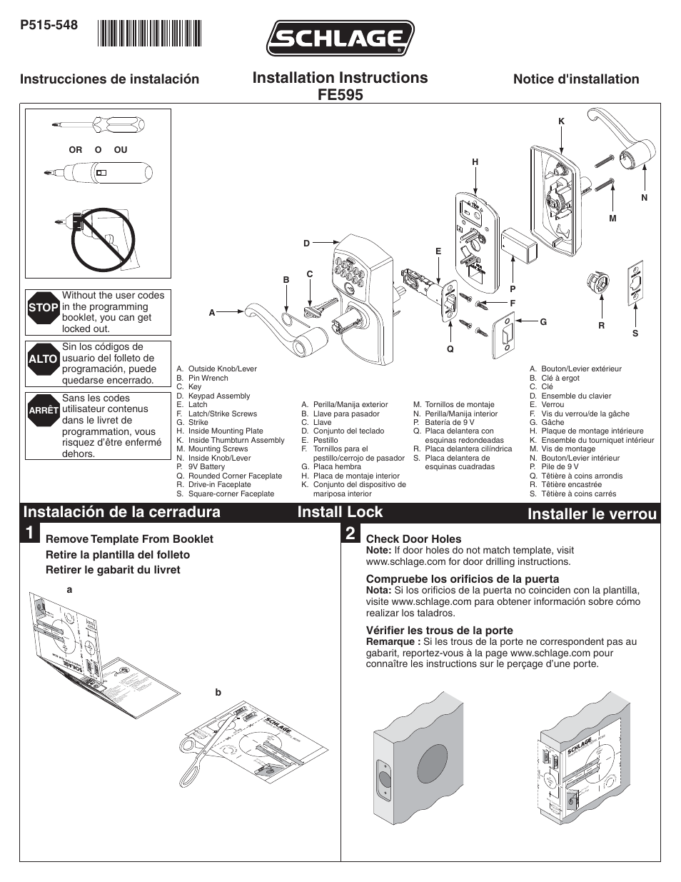 Schlage FE595 User Manual | 4 pages