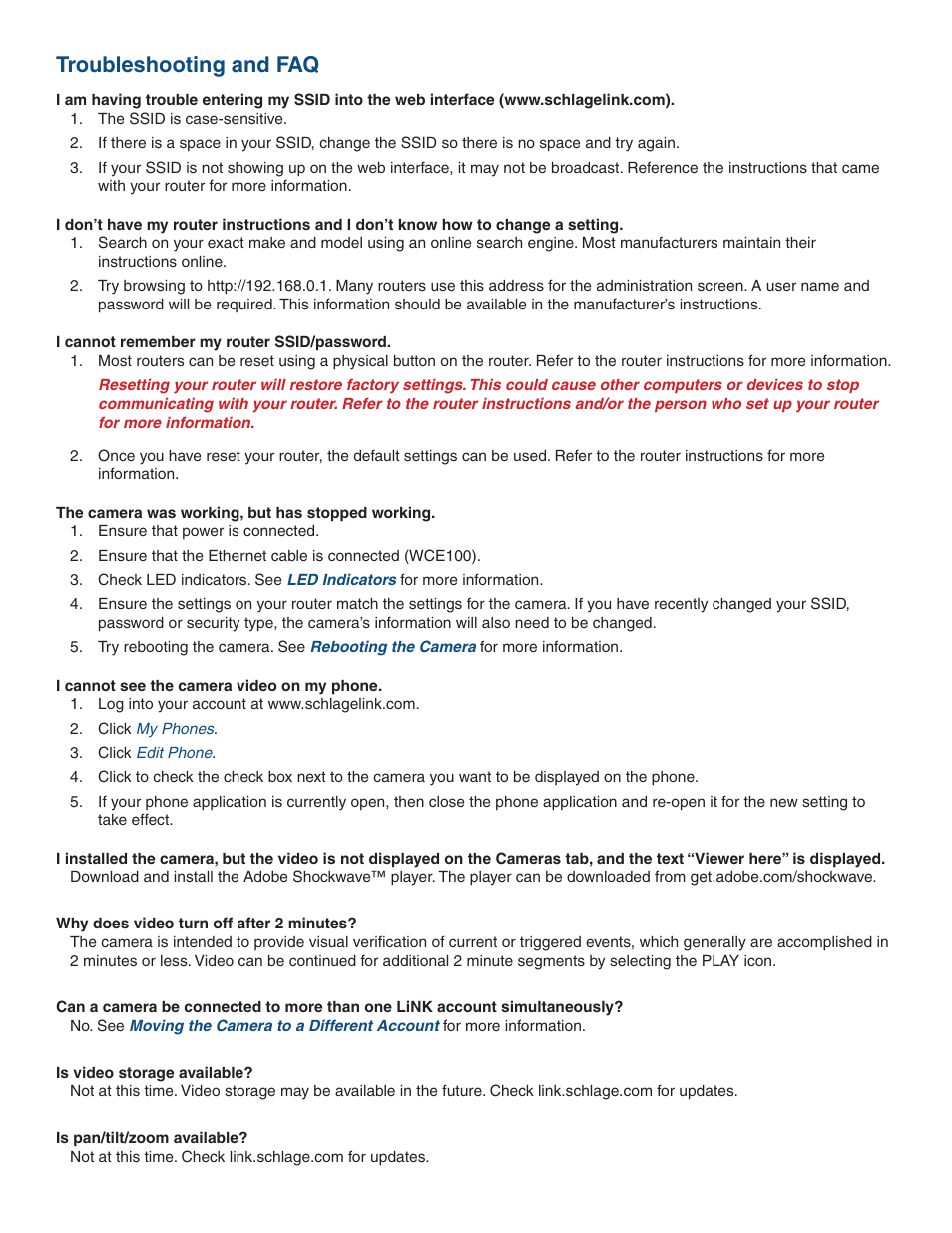 Troubleshooting and faq | Schlage LINK WCW100 User Manual | Page 4 / 5
