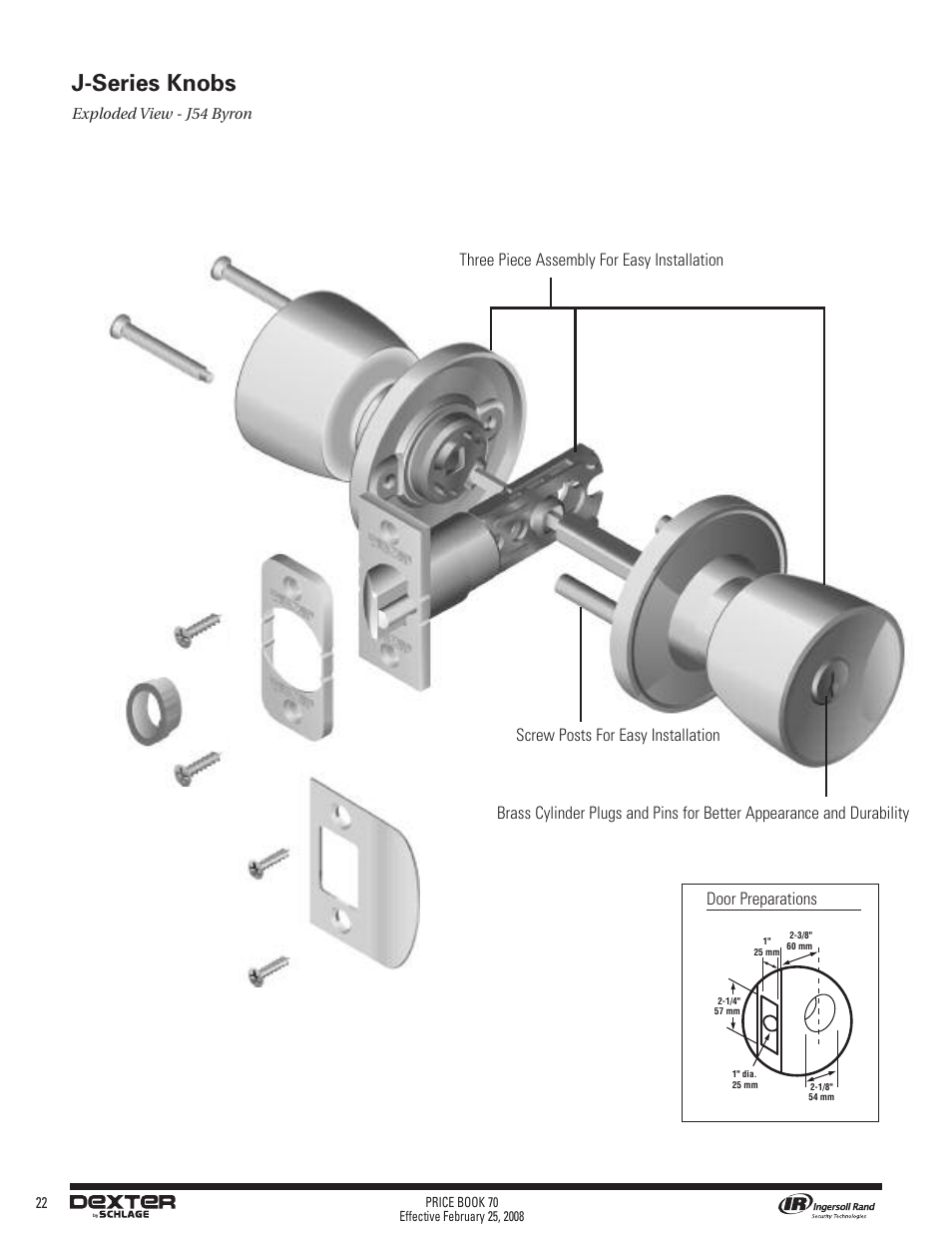 J-series knobs, Functions | Schlage Price Book 70A User Manual | Page 77 / 108