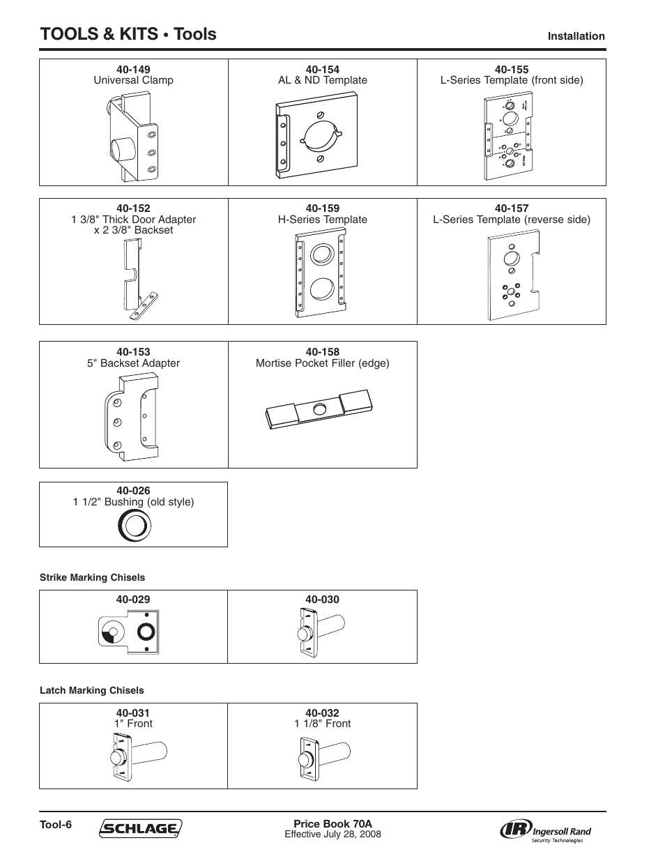 Tools & kits, Tools | Schlage Price Book 70A User Manual | Page 95 / 108