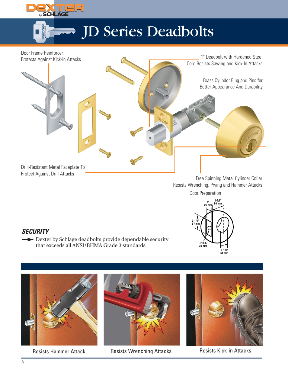 Jd series deadbolts, Security | Schlage Dexter Residential Lock User Manual | Page 4 / 12