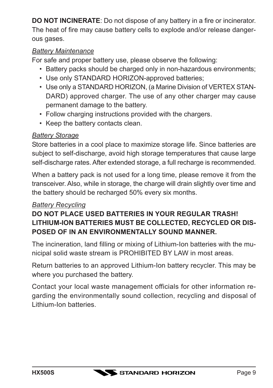 Standard Horizon Hx500s User Manual | Page 11 / 44