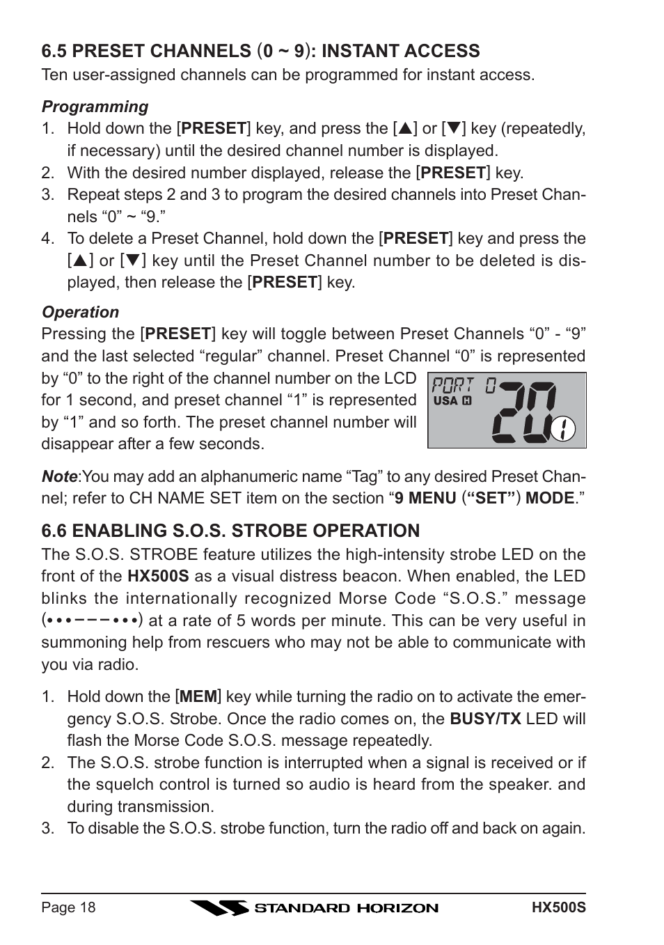 Standard Horizon Hx500s User Manual | Page 20 / 44