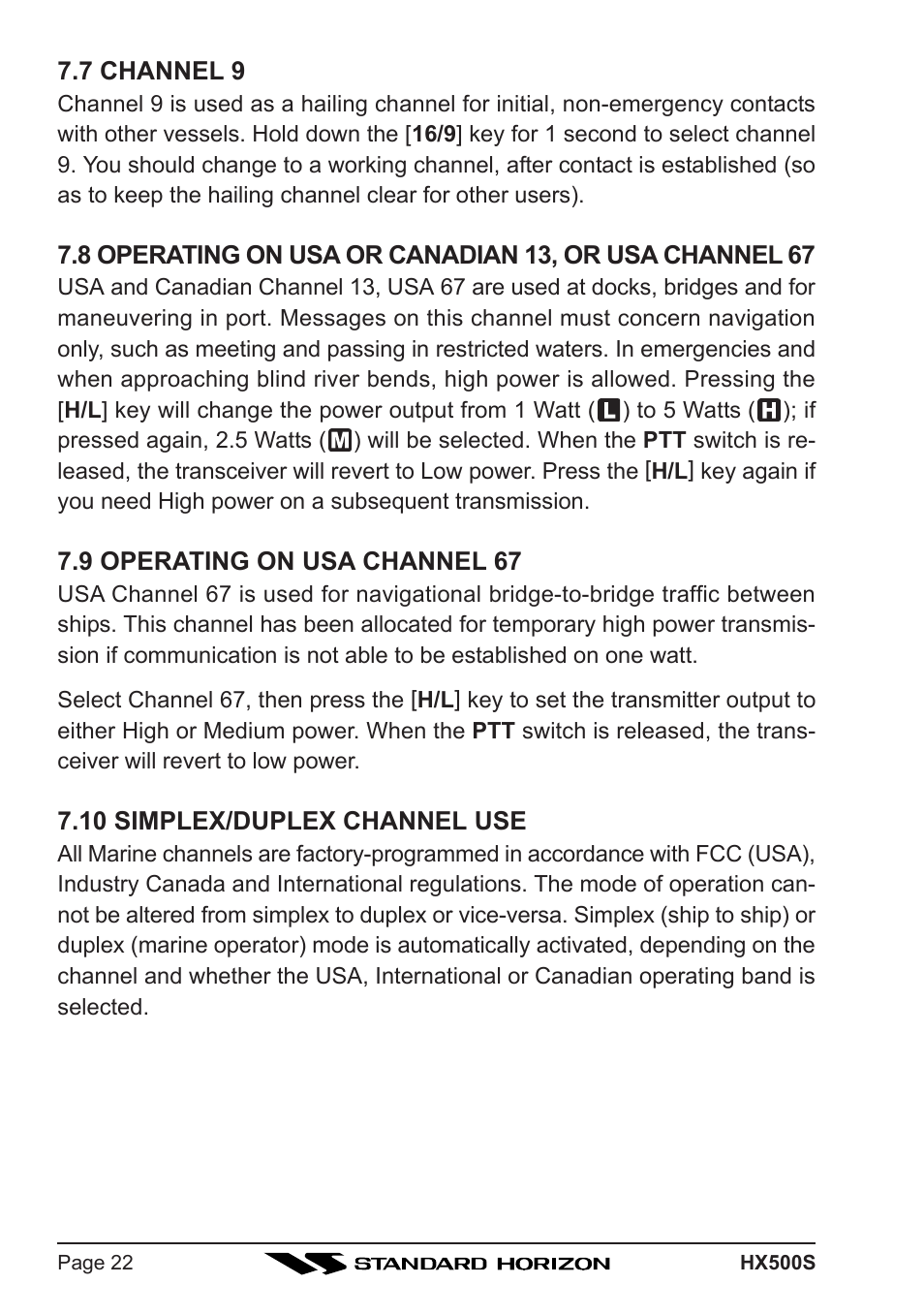 Standard Horizon Hx500s User Manual | Page 24 / 44