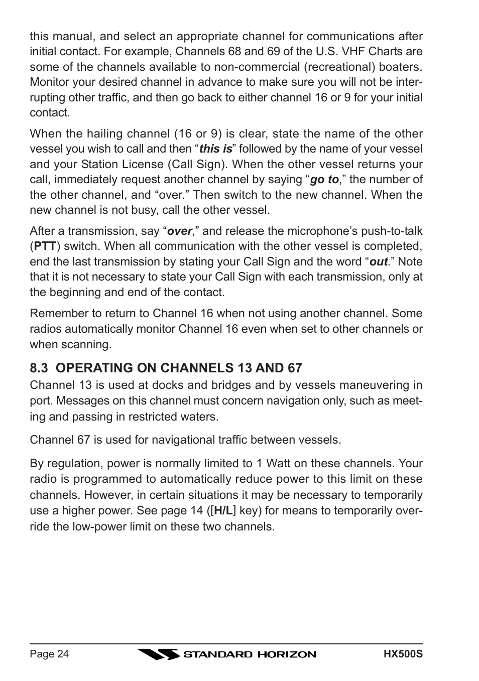 Standard Horizon Hx500s User Manual | Page 26 / 44