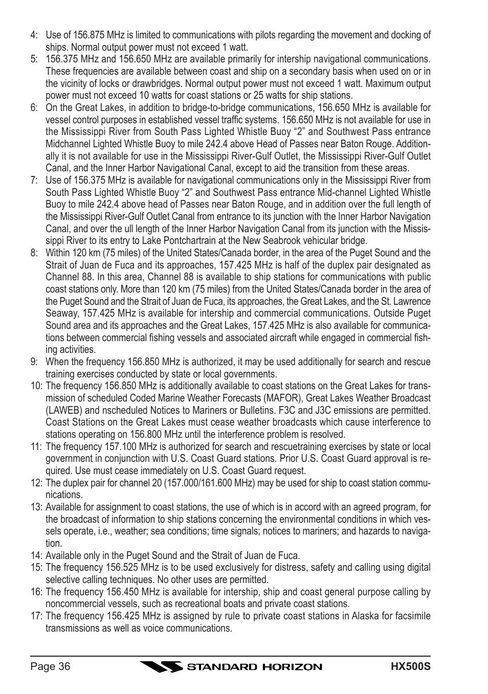 Standard Horizon Hx500s User Manual | Page 38 / 44