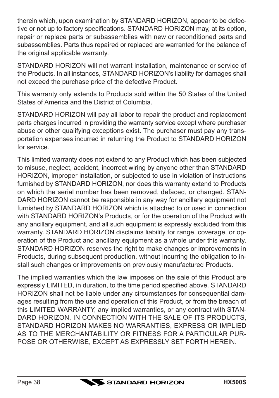 Standard Horizon Hx500s User Manual | Page 40 / 44